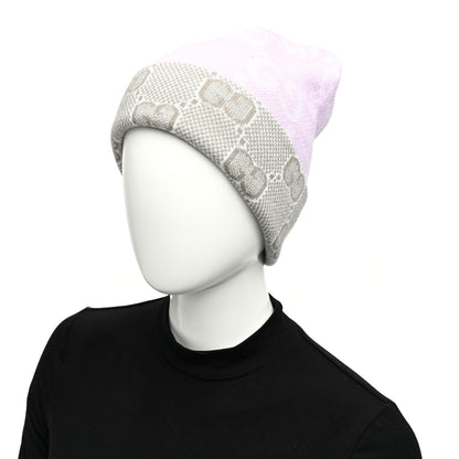 Gucci Wool GG Monogram Fog Tricot Beanie Hat S Mauve Beige 5 of 5