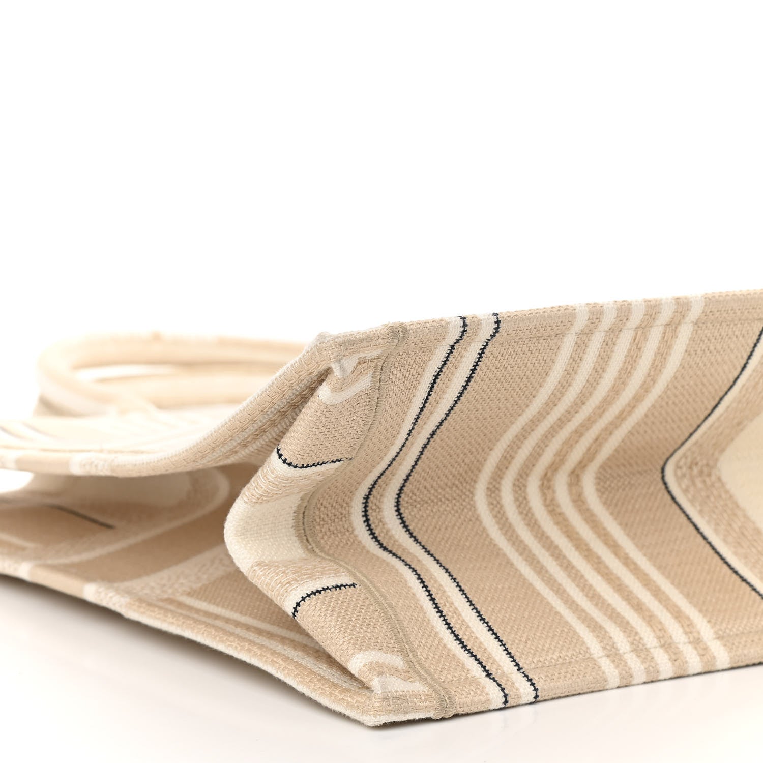 Christian Dior Canvas Embroidered Large Stripes Book Tote Beige 5 of 11