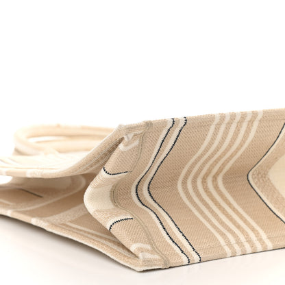 Christian Dior Canvas Embroidered Large Stripes Book Tote Beige 5 of 11