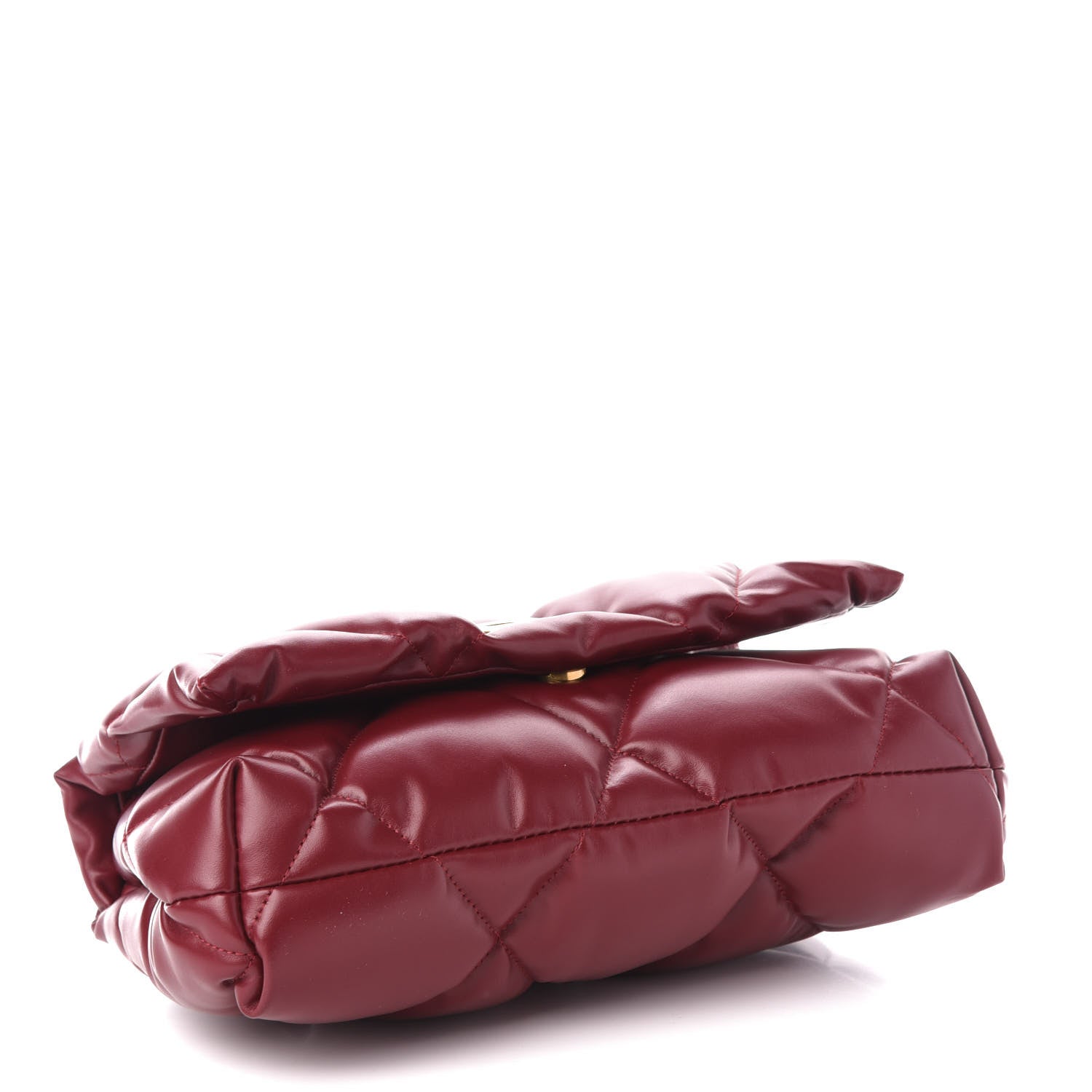Balenciaga Nappa Calfskin Quilted Touch B Puffy Clutch Dark Red 4 of 10