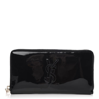 Saint Laurent Patent Belle De Jour Zip Around Wallet Black 1 of 6