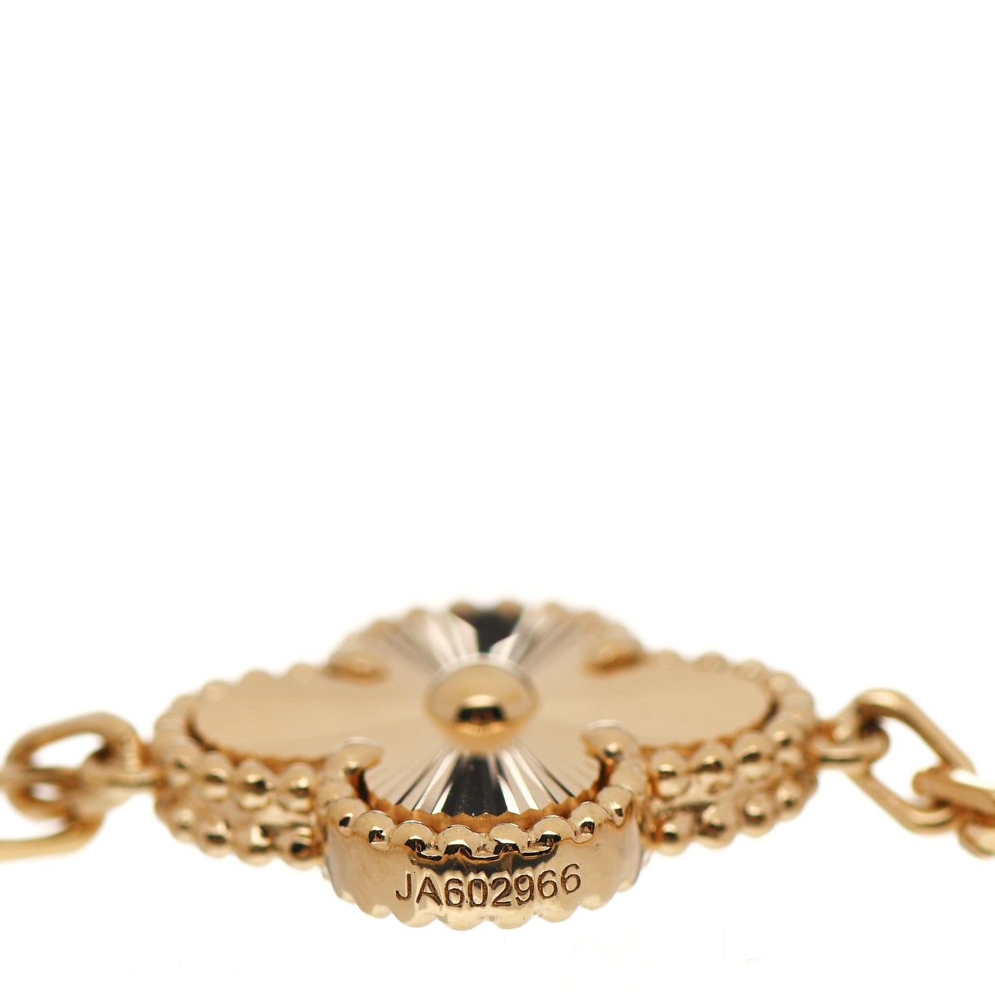 18K Yellow Gold Diamond 5 Motifs Guilloche Vintage Alhambra Bracelet