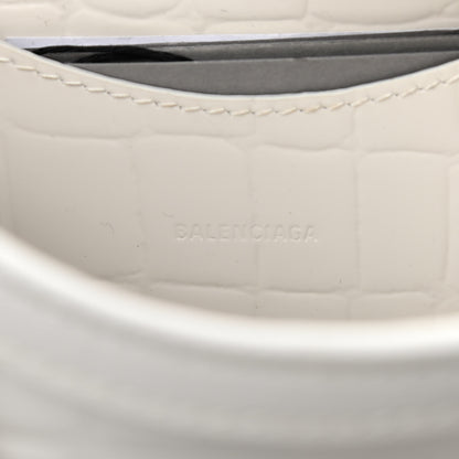 Balenciaga Semi Shiny Calfskin Crocodile Embossed Neo Classic Silver Hardware Mini City White 6 of 10