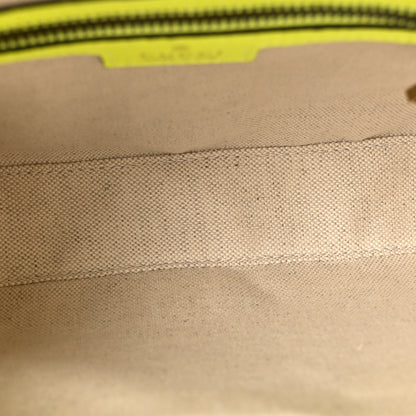 Gucci GG Supreme Monogram Textured Dollar Calfskin Web Ophidia Wristlet Shoulder Bag Beige Ebony Fluo Yellow 5 of 10