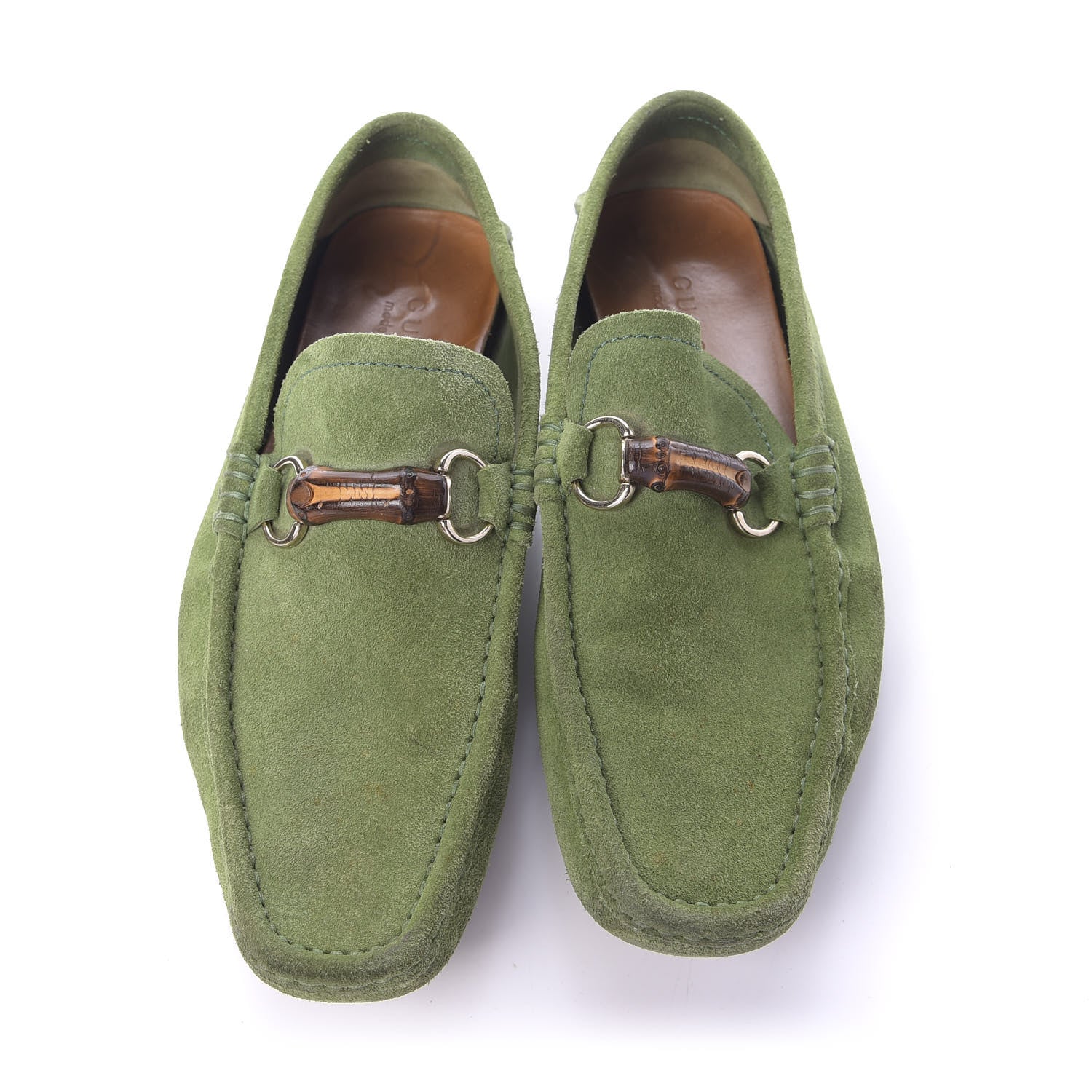 Gucci Suede Mens Bamboo Horsebit Moccasin 9 Green 2 of 11