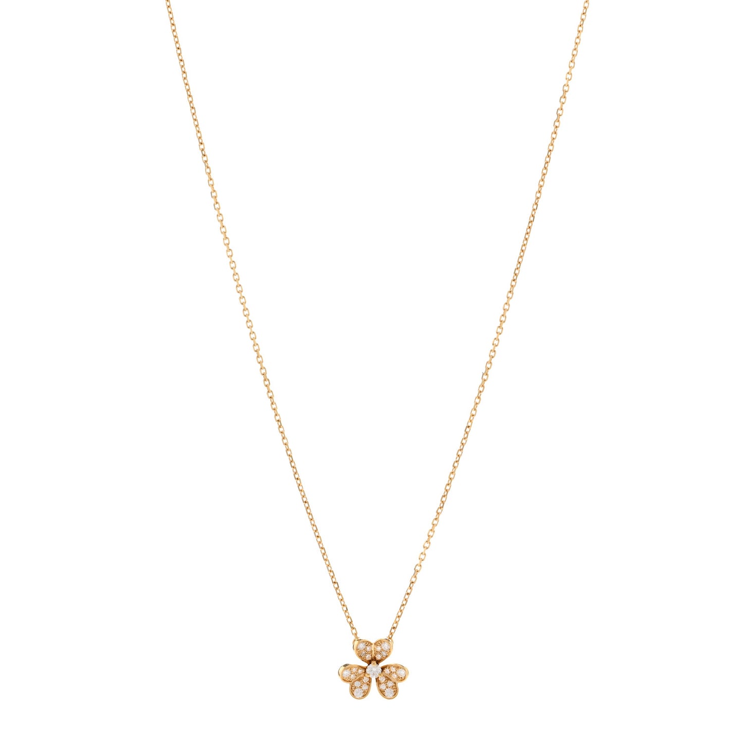 18K Yellow Gold Diamond Mini Frivole Pendant Pave Necklace