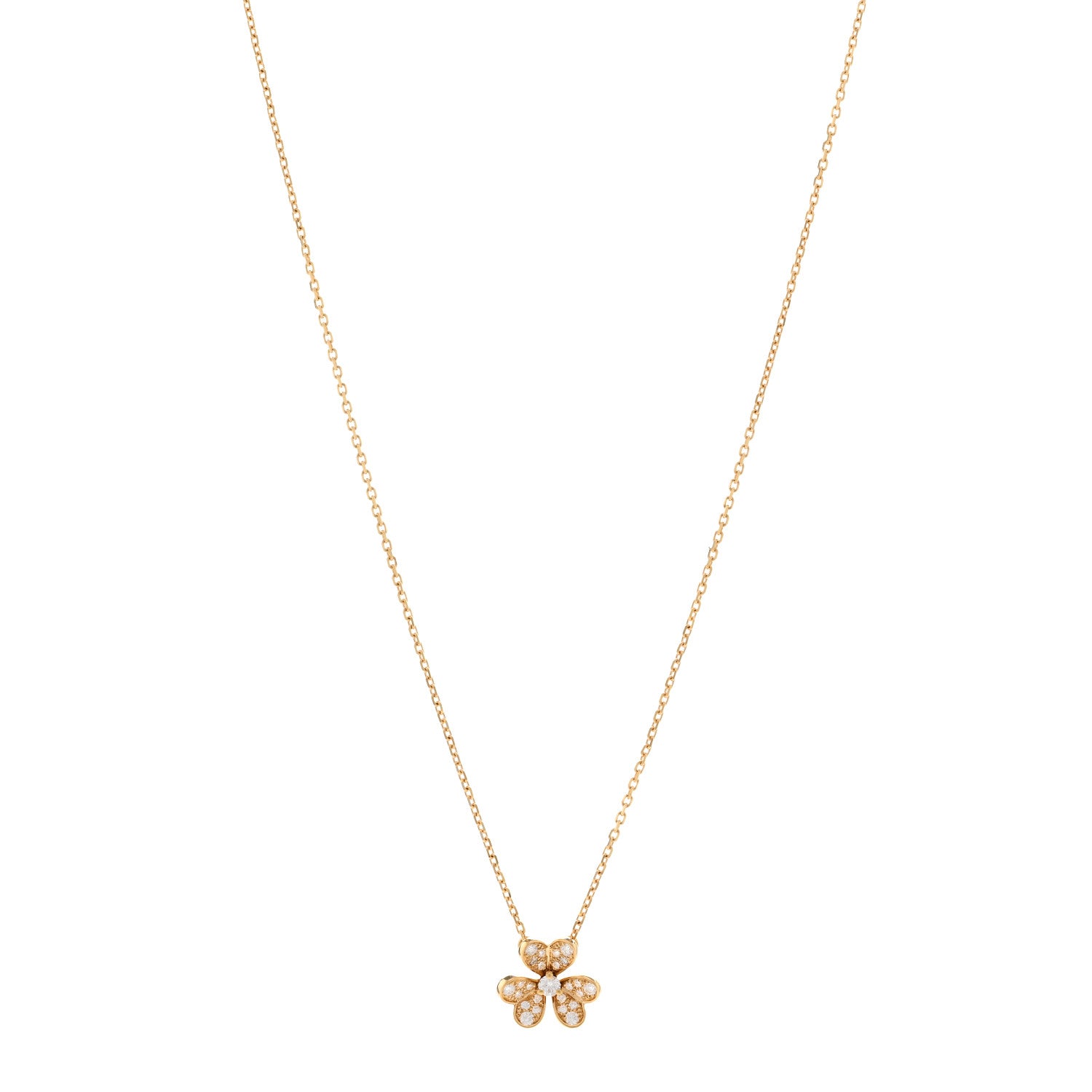 Van Cleef & Arpels 18K Yellow Gold Diamond Mini Frivole Pendant Pave Necklace 1 of 5