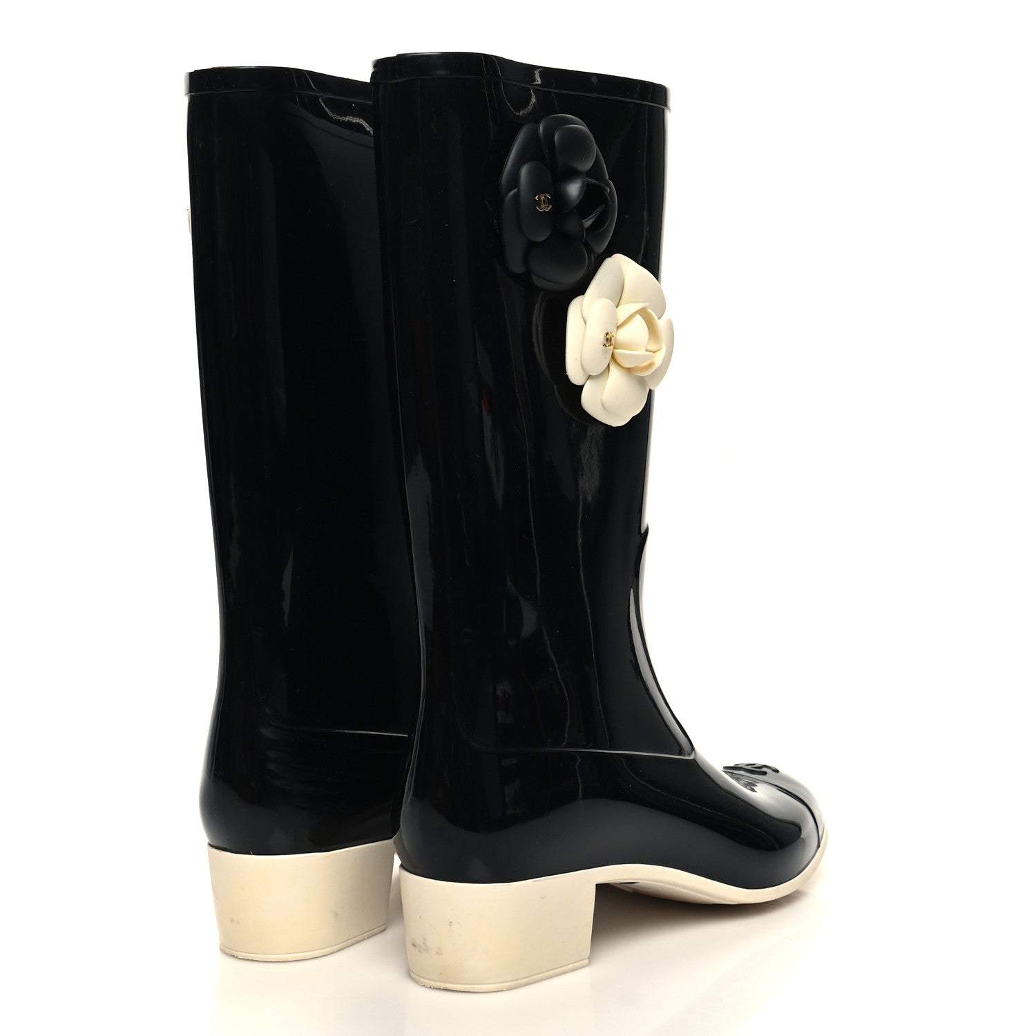 Chanel Rubber Camellia Rain Boots 40 Black 4 of 6