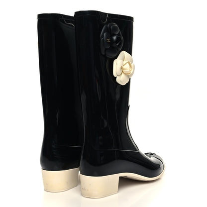 Chanel Rubber Camellia Rain Boots 40 Black 4 of 6