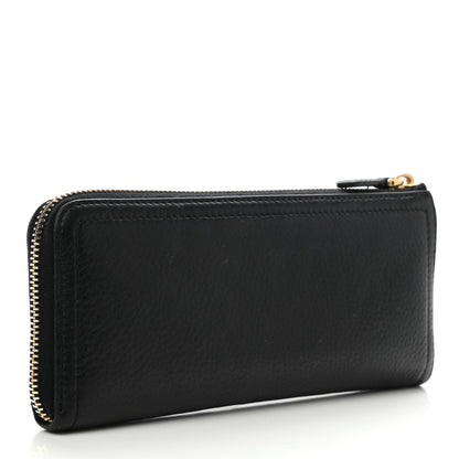 Prada Vitello Daino Zip Around Wallet Black 3 of 6