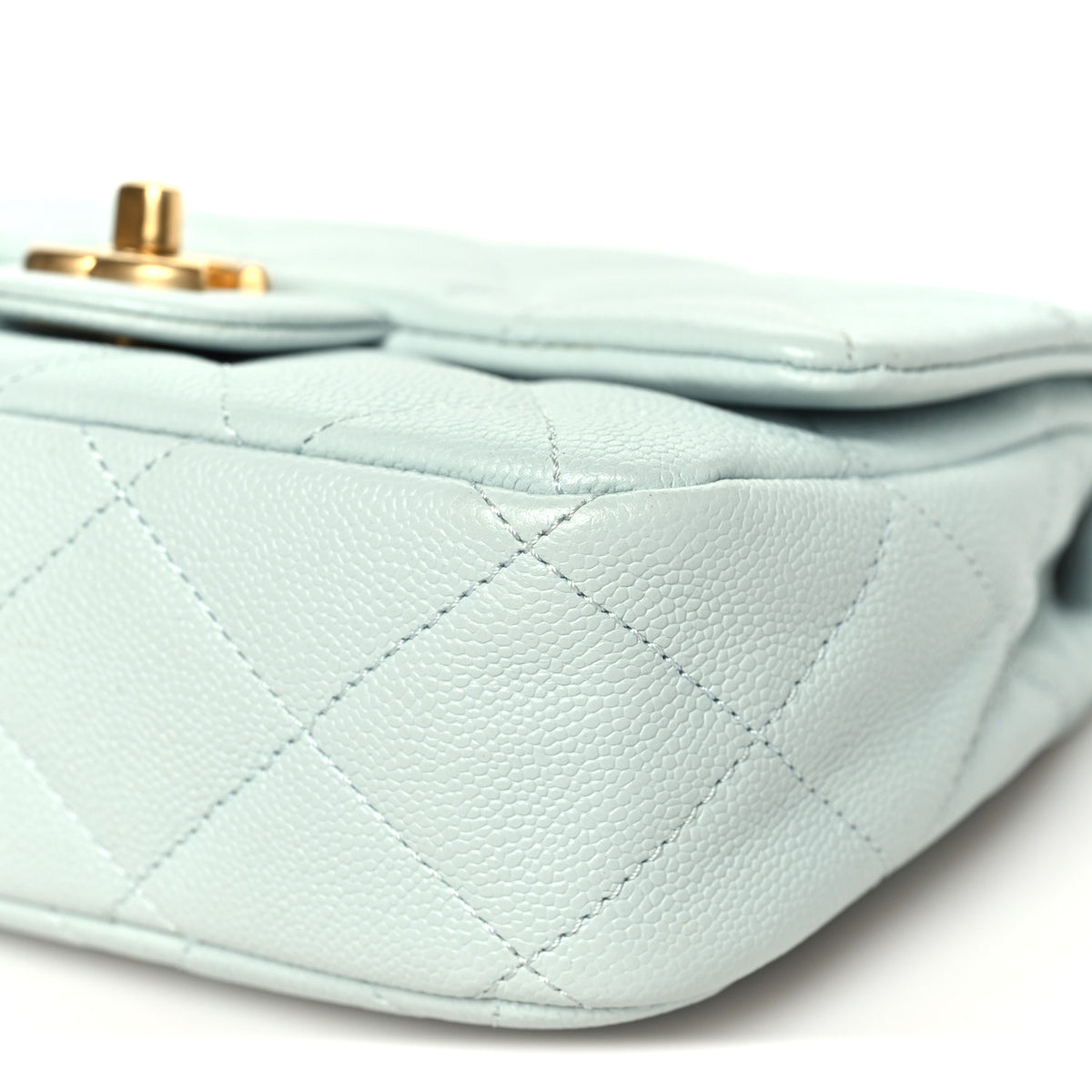 Caviar Quilted Mini Sweetheart Flap Light Blue