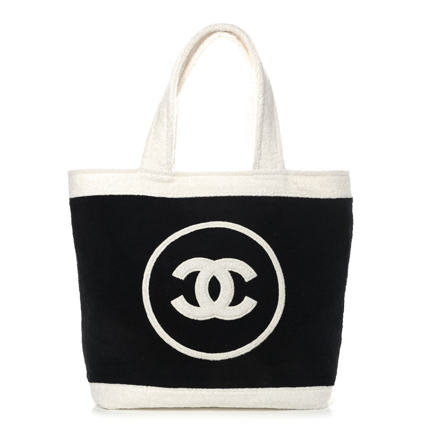 Chanel Terry Cotton CC Beach Tote Towel Set Black White 1 of 11