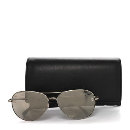 Chanel Metal Polarized CC Aviator Sunglasses 4189-T-Q Silver 7 of 7