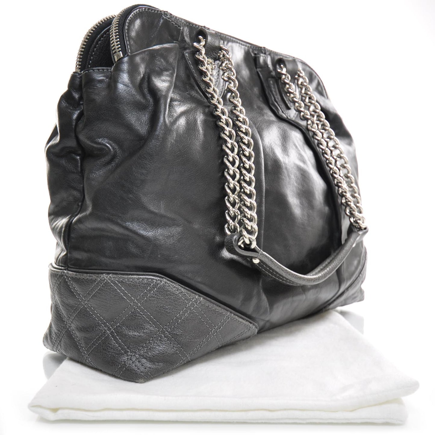 Leather Mixed Quilted Dash Tote Black