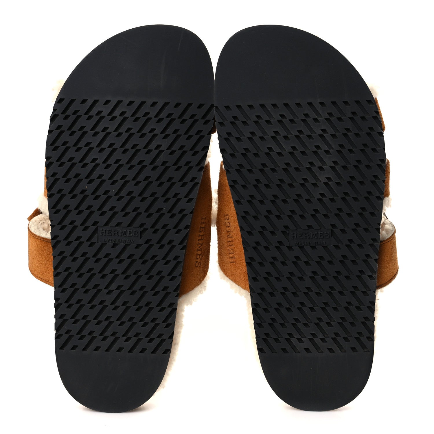 Hermes Suede Goatskin Woolskin Womens Chypre Sandals 37.5 Golden Beige 5 of 8