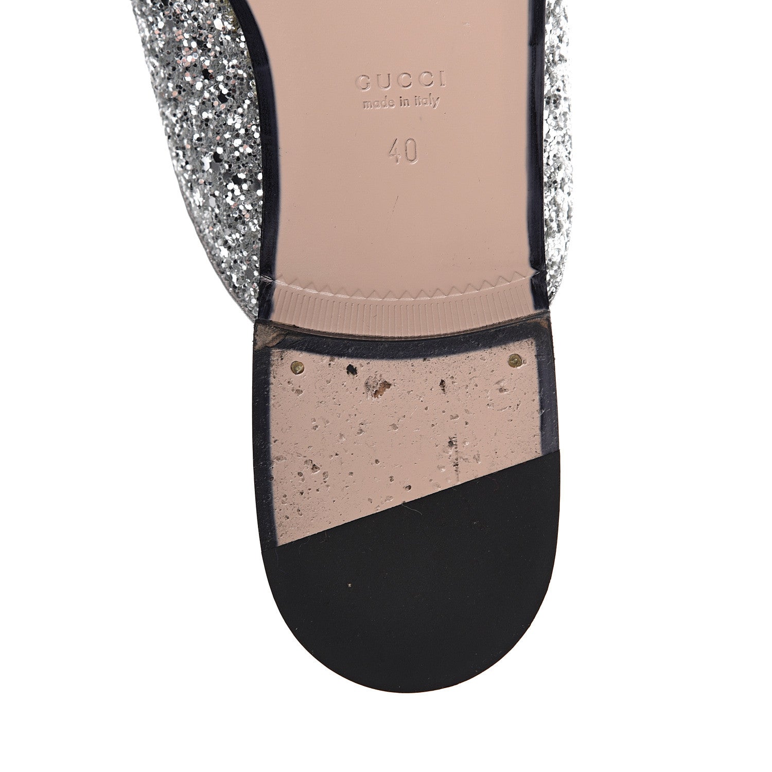 Gucci Glitter Womens Princetown Slippers 40 Silver 9 of 12