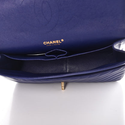 Chanel Lambskin Chevron Quilted Jumbo Double Flap Blue 5 of 9