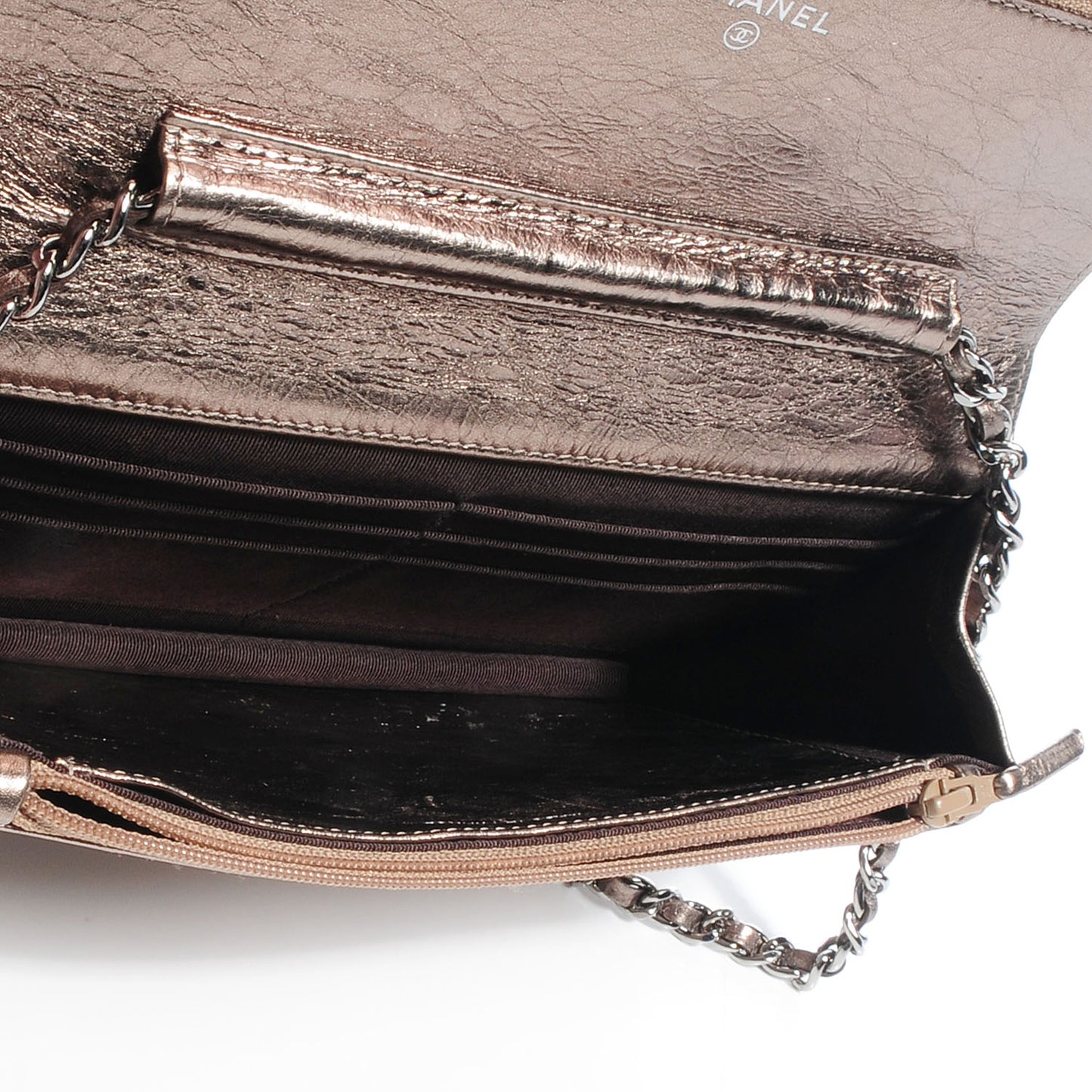 Metallic Reissue Wallet On Chain Bronze
