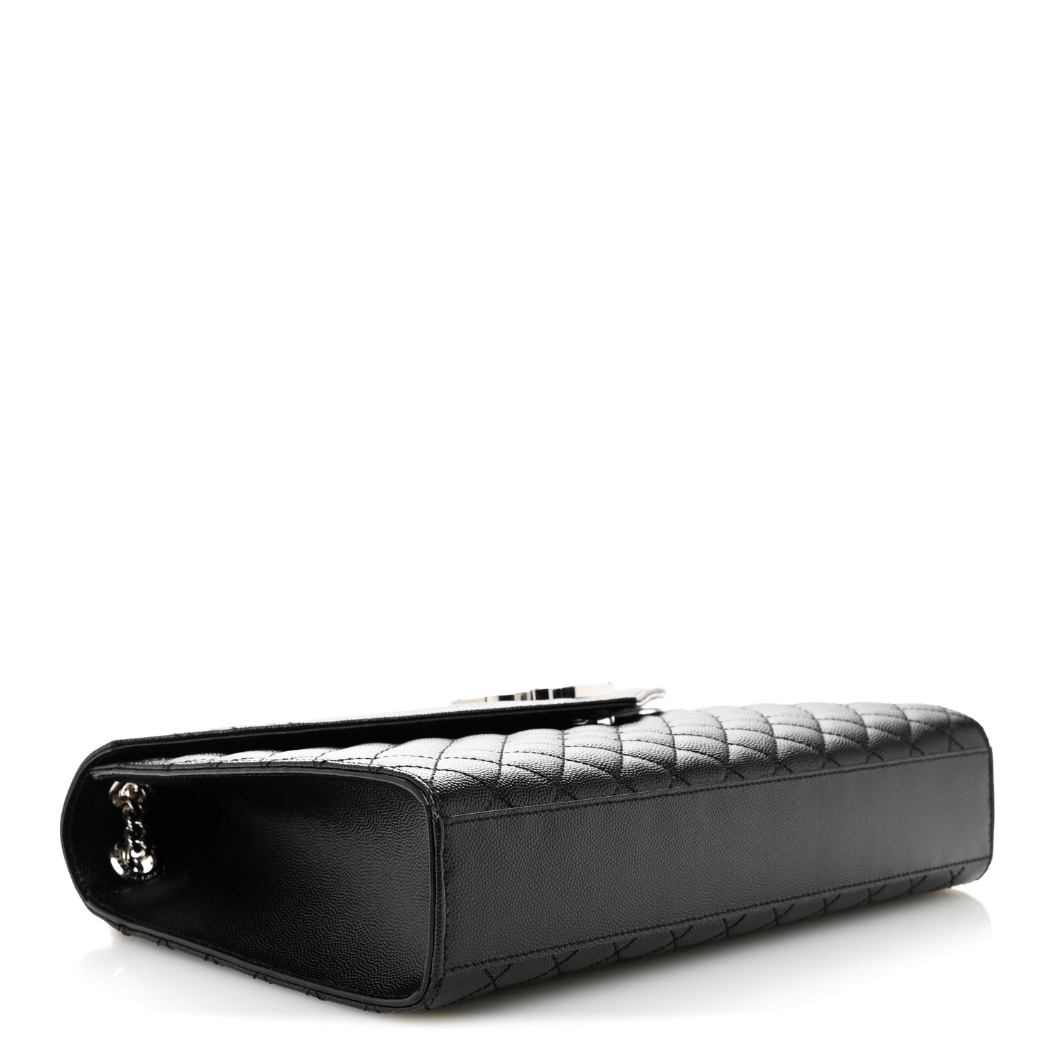 Saint Laurent Grain De Poudre Textured Mixed Matelasse Large Triquilt Monogram Satchel Black 4 of 10