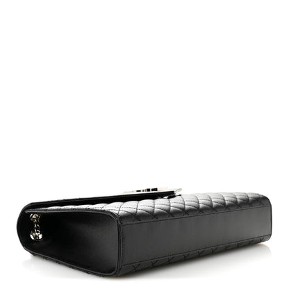 Saint Laurent Grain De Poudre Textured Mixed Matelasse Large Triquilt Monogram Satchel Black 4 of 10
