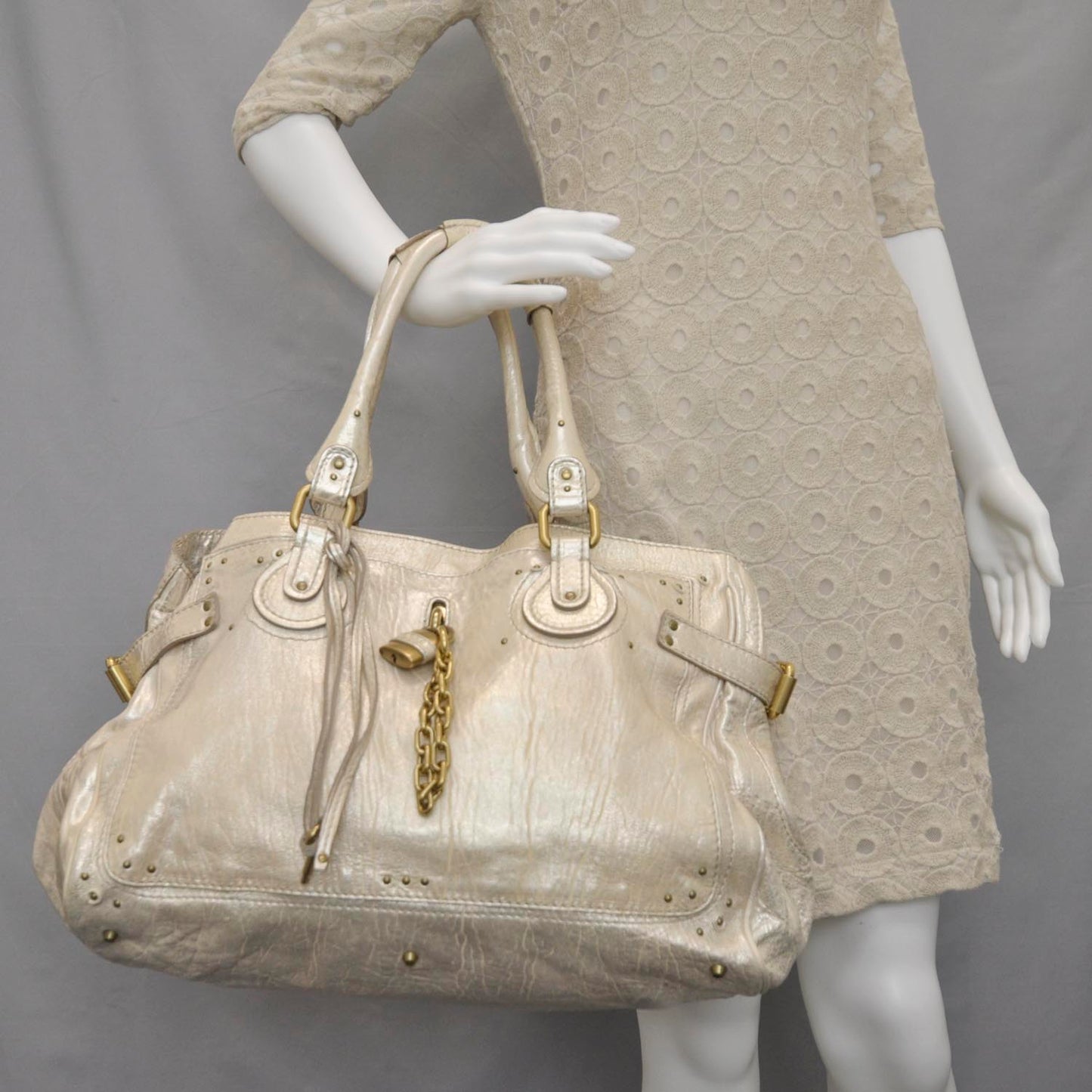 Leather Large Paddington Tote Metallic