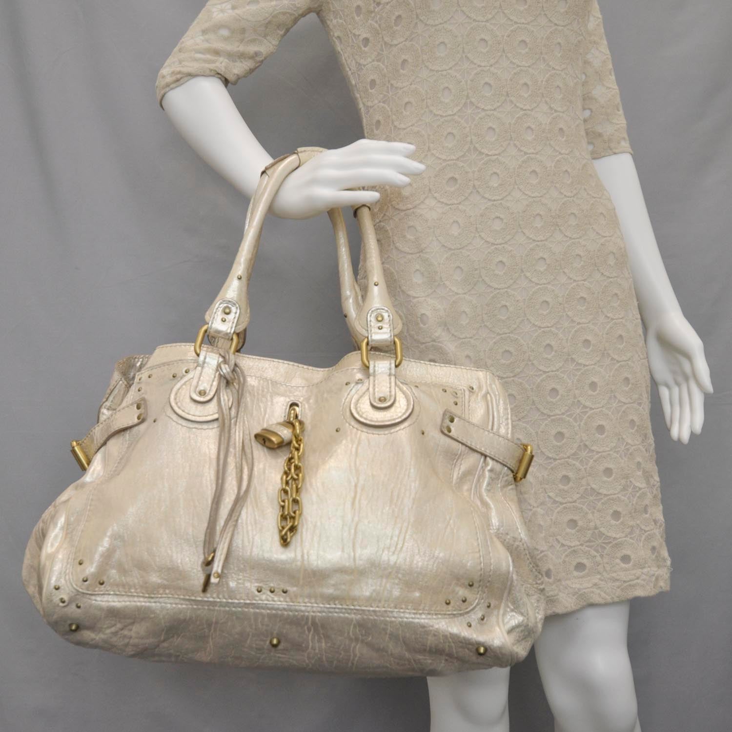 Chloe Leather Large Paddington Tote Metallic 2 of 10