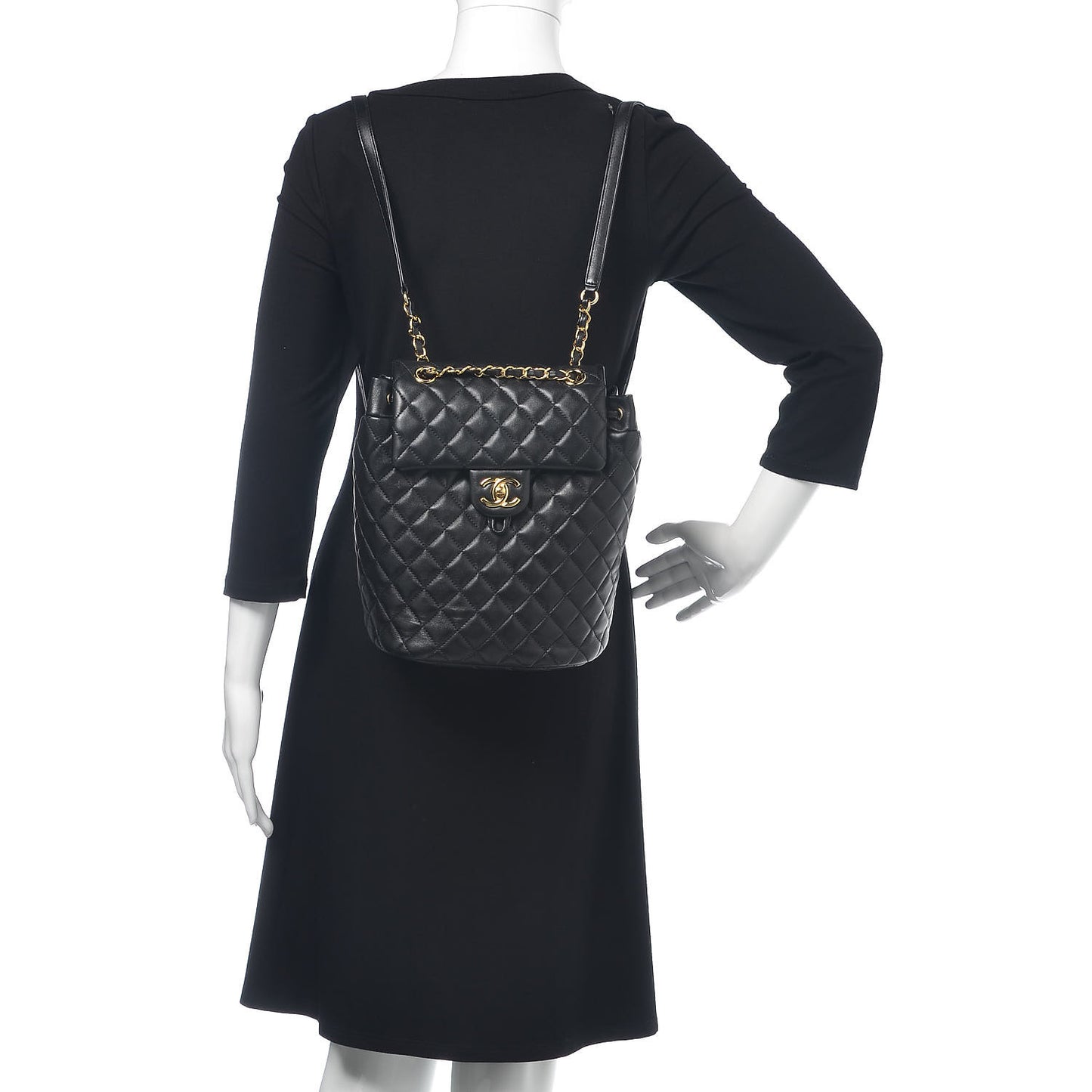 Lambskin Quilted Small Urban Spirit Backpack Black