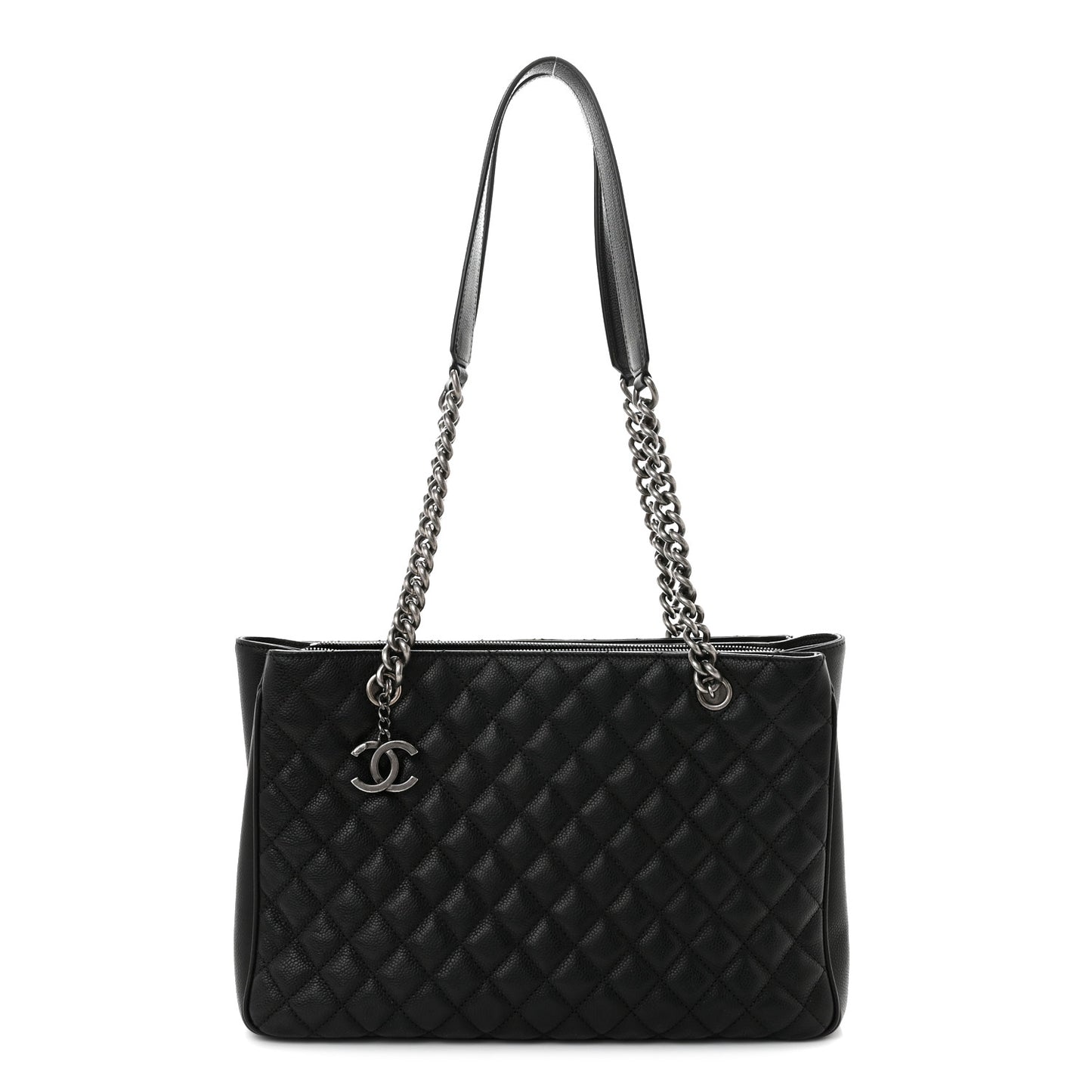 Caviar Quilted Medium Rock In Rome Tote Black