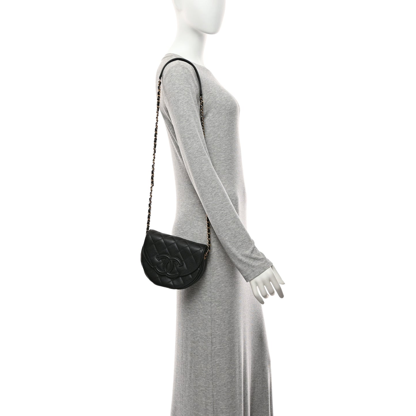 Caviar Quilted Mini Messenger Flap Black