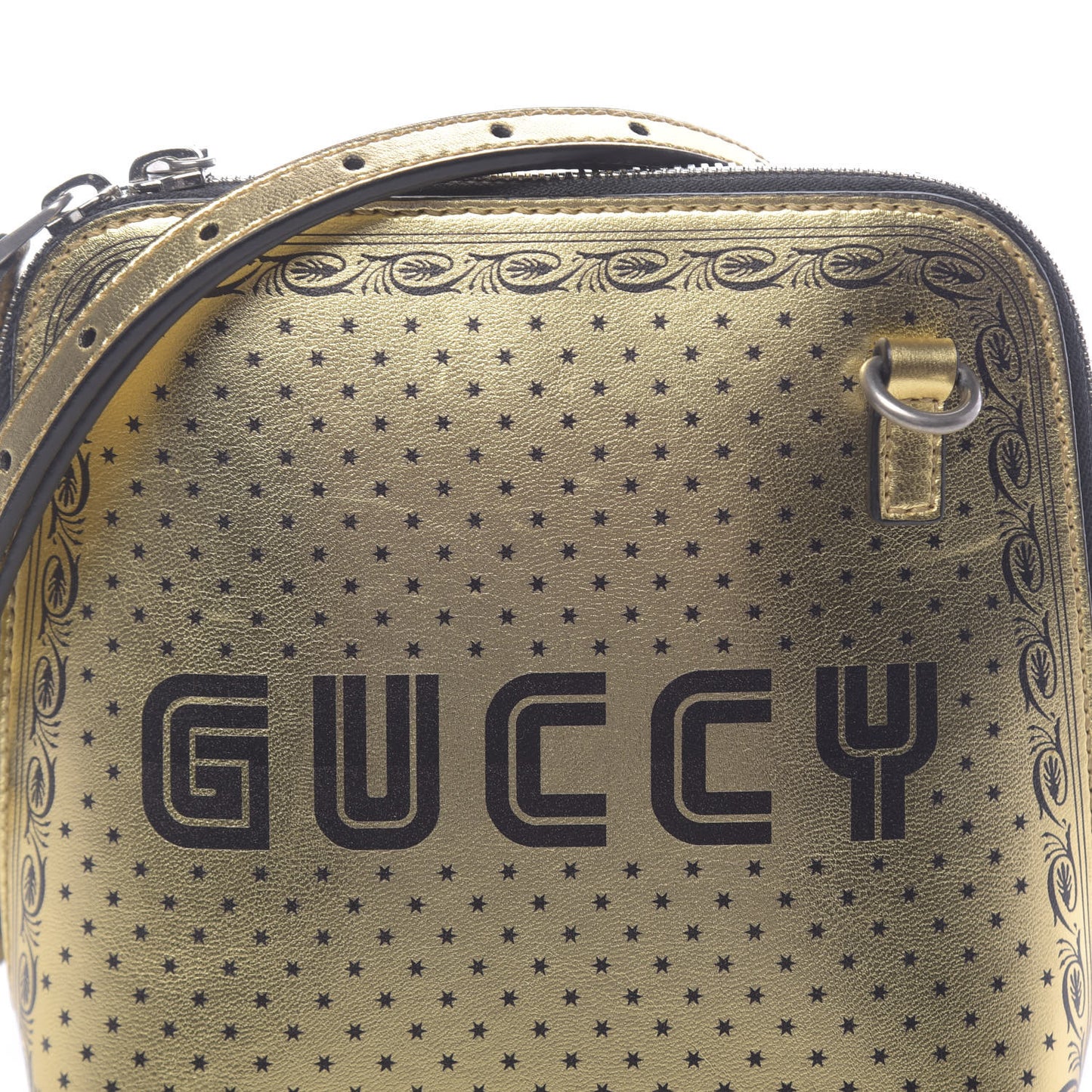 X SEGA Calfskin GUCCY Stars Mini Dome Shoulder Bag Gold