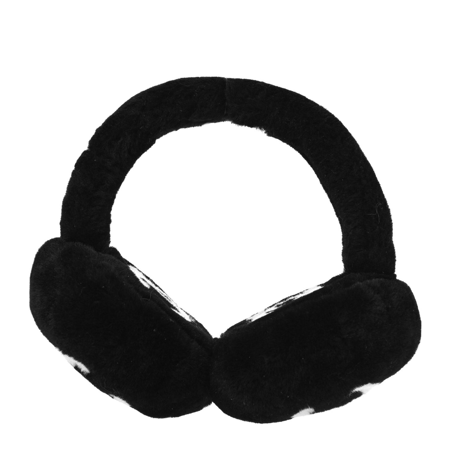 Shearling CC Ear Muffs Black White