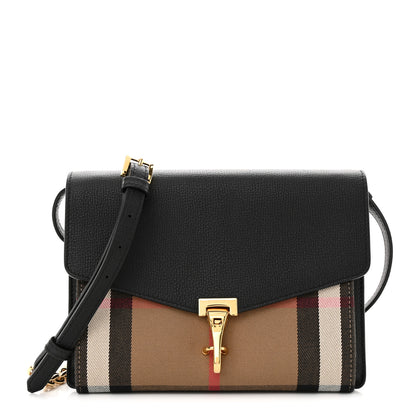Burberry Derby Calfskin House Check Small Macken Crossbody Bag Black 1 of 10