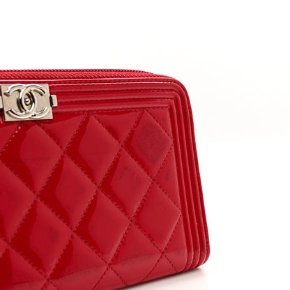 Chanel Patent Quilted Boy Zip Around Wallet Red 9 of 9