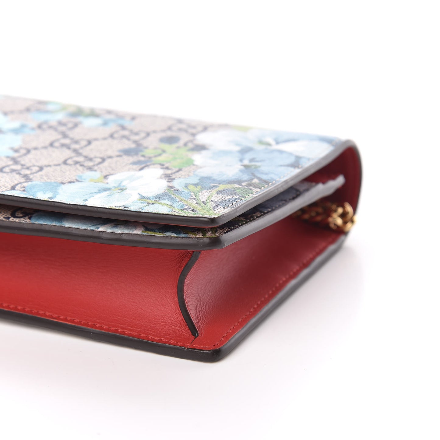GG Supreme Monogram Blooms Chain Wallet Blue