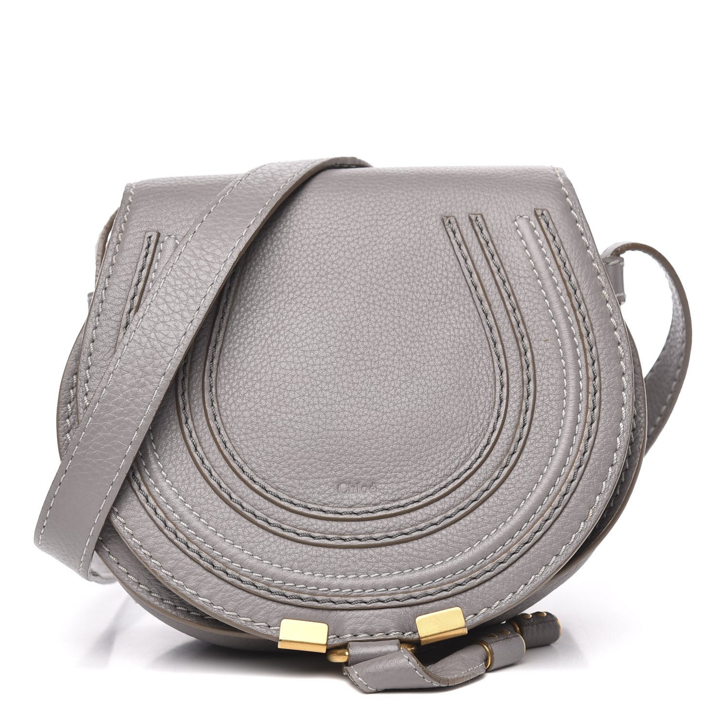 Calfskin Mini Marcie Round Crossbody Bag Cashmere Grey