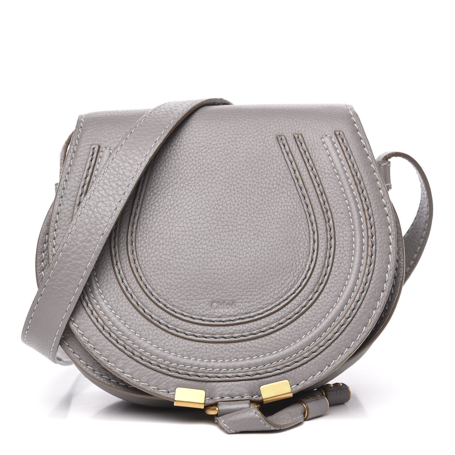 Chloe Calfskin Mini Marcie Round Crossbody Bag Cashmere Grey 1 of 11