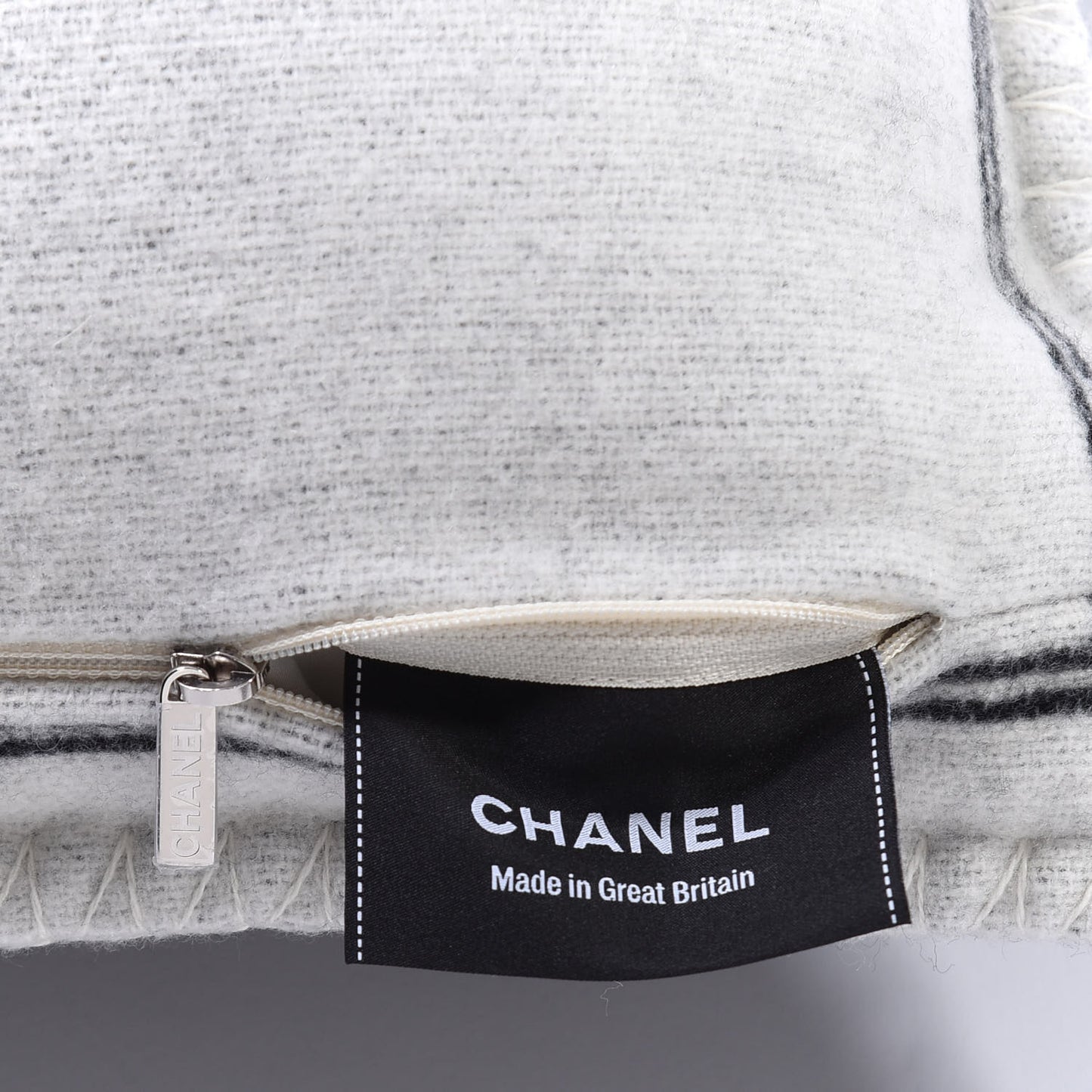 Merino Wool Cashmere CC Pillow Black White
