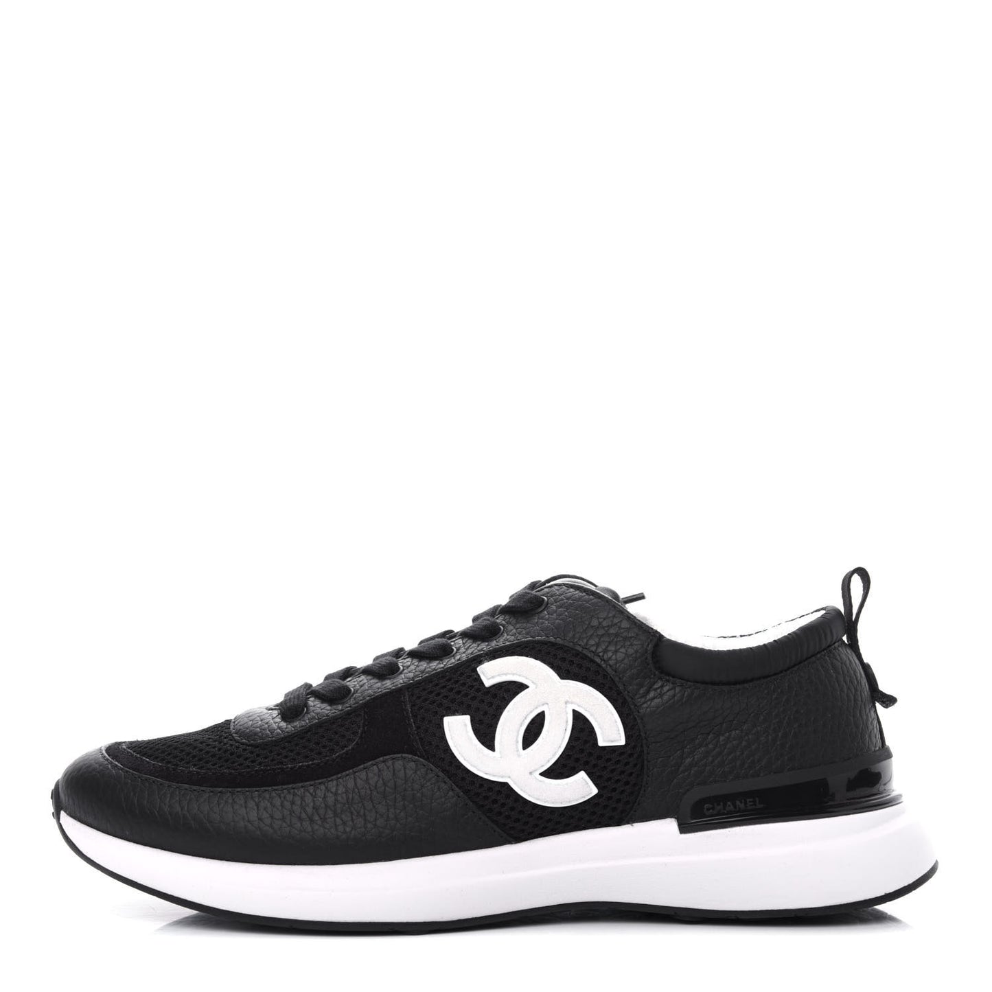 Calfskin Mesh Lycra Suede Womens Logo Sneakers 40.5 Black