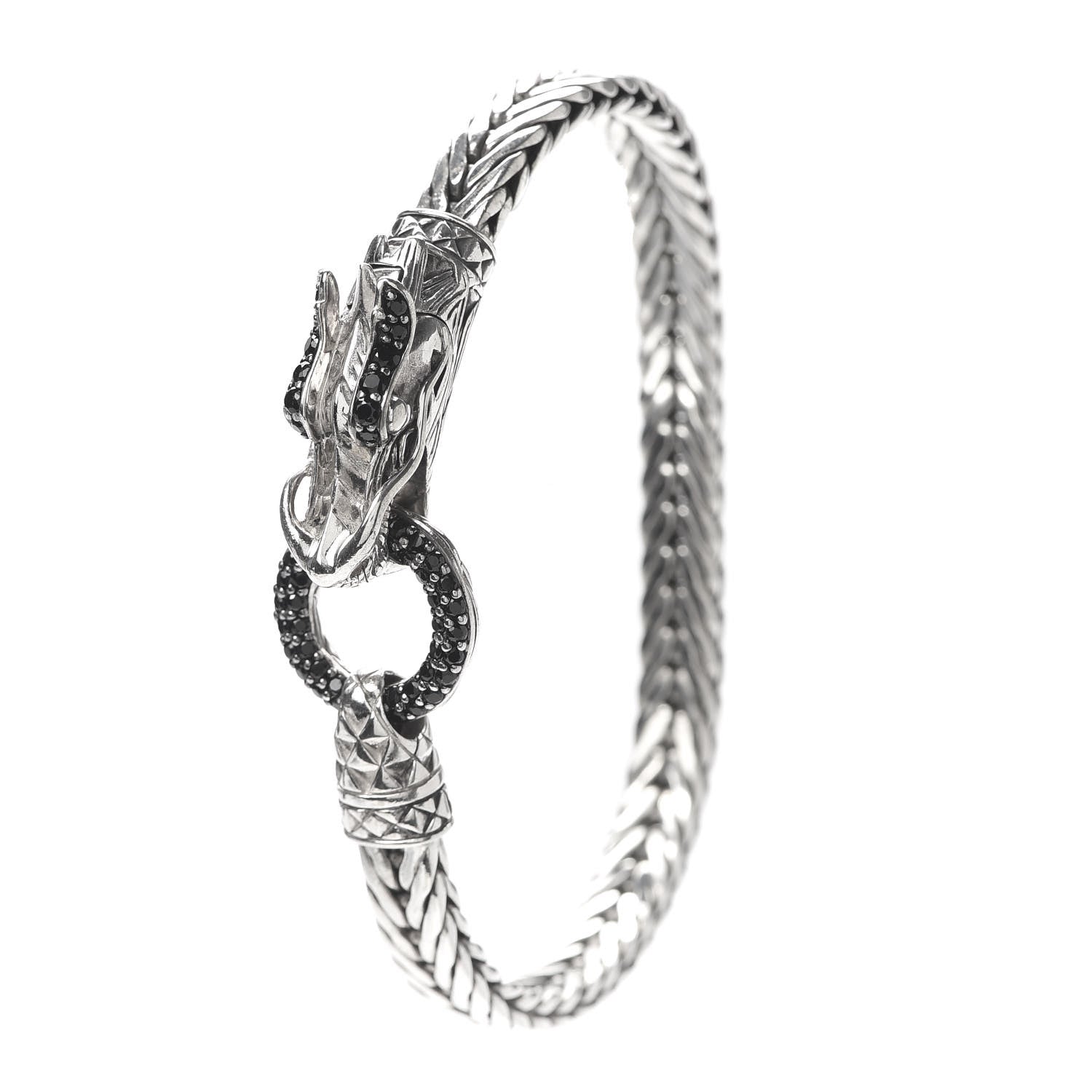 John Hardy Sterling Silver Black Sapphire Legends Naga Station Bracelet 1 of 5
