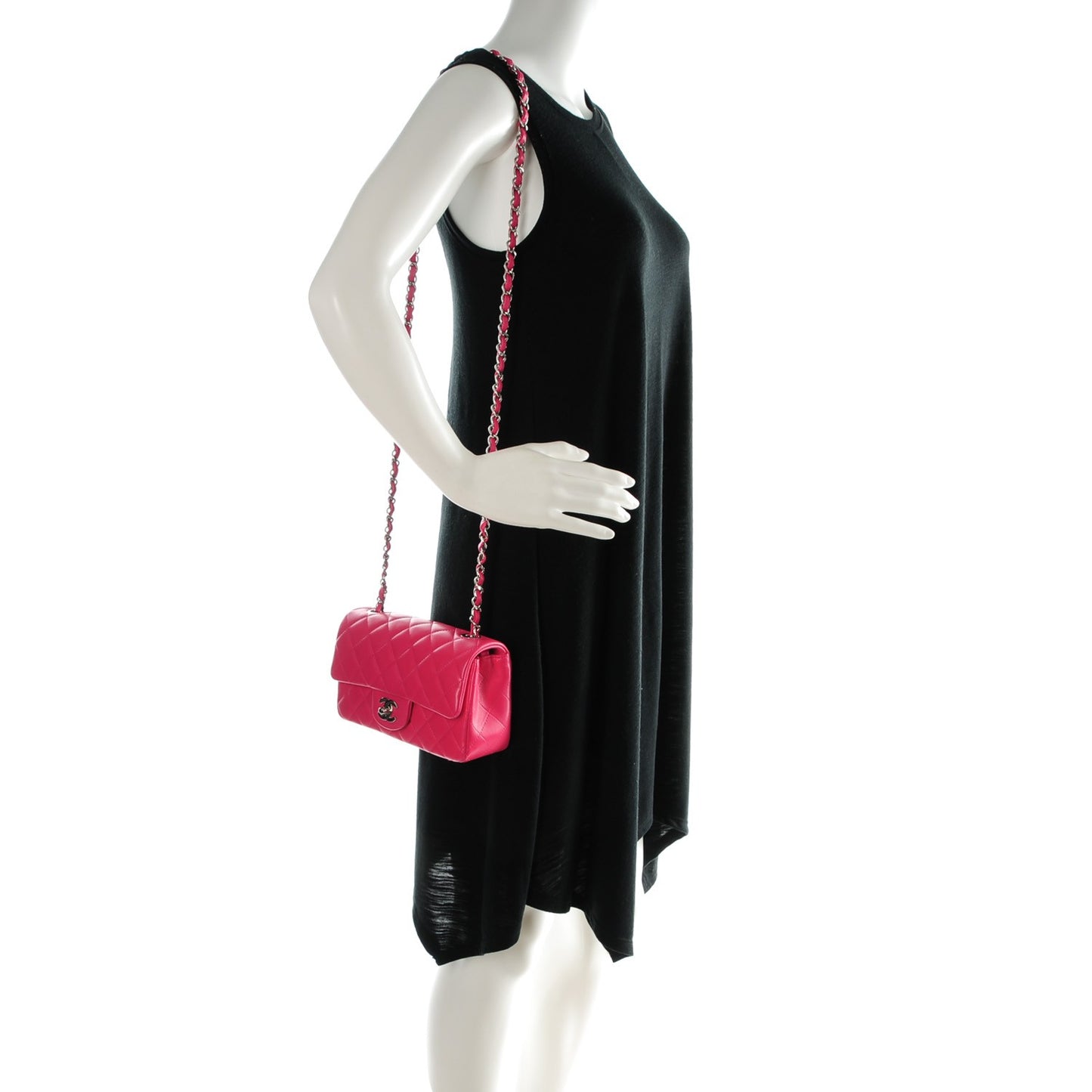 Lambskin Quilted Mini Rectangular Flap Dark Pink