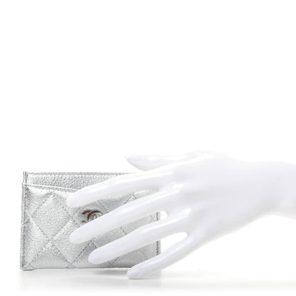 Chanel Metallic Lambskin Quilted Card Holder Silver 2 of 8