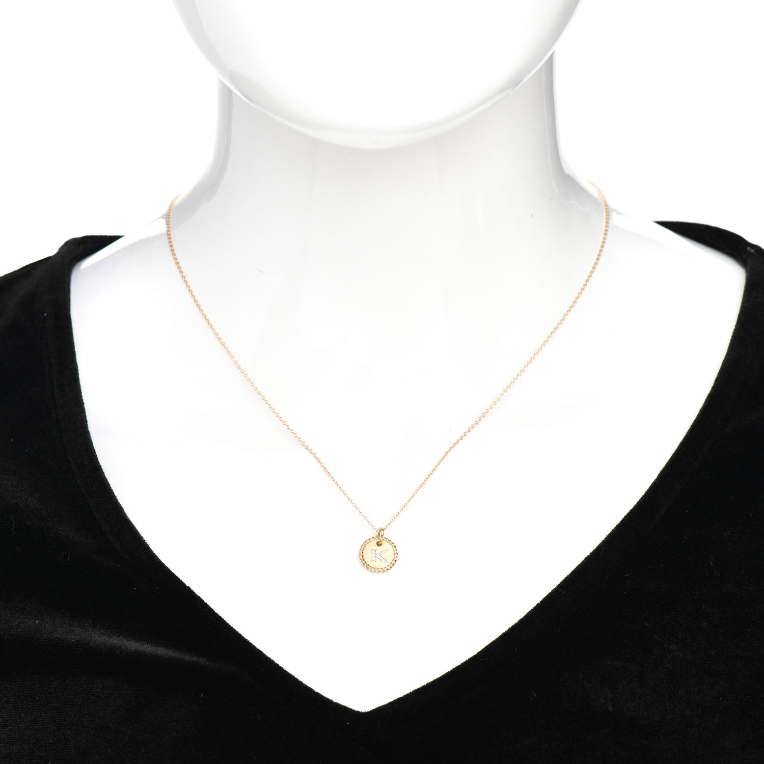 David Yurman 18K Yellow Gold Diamond Initial K Charm Pendant Necklace 2 of 5