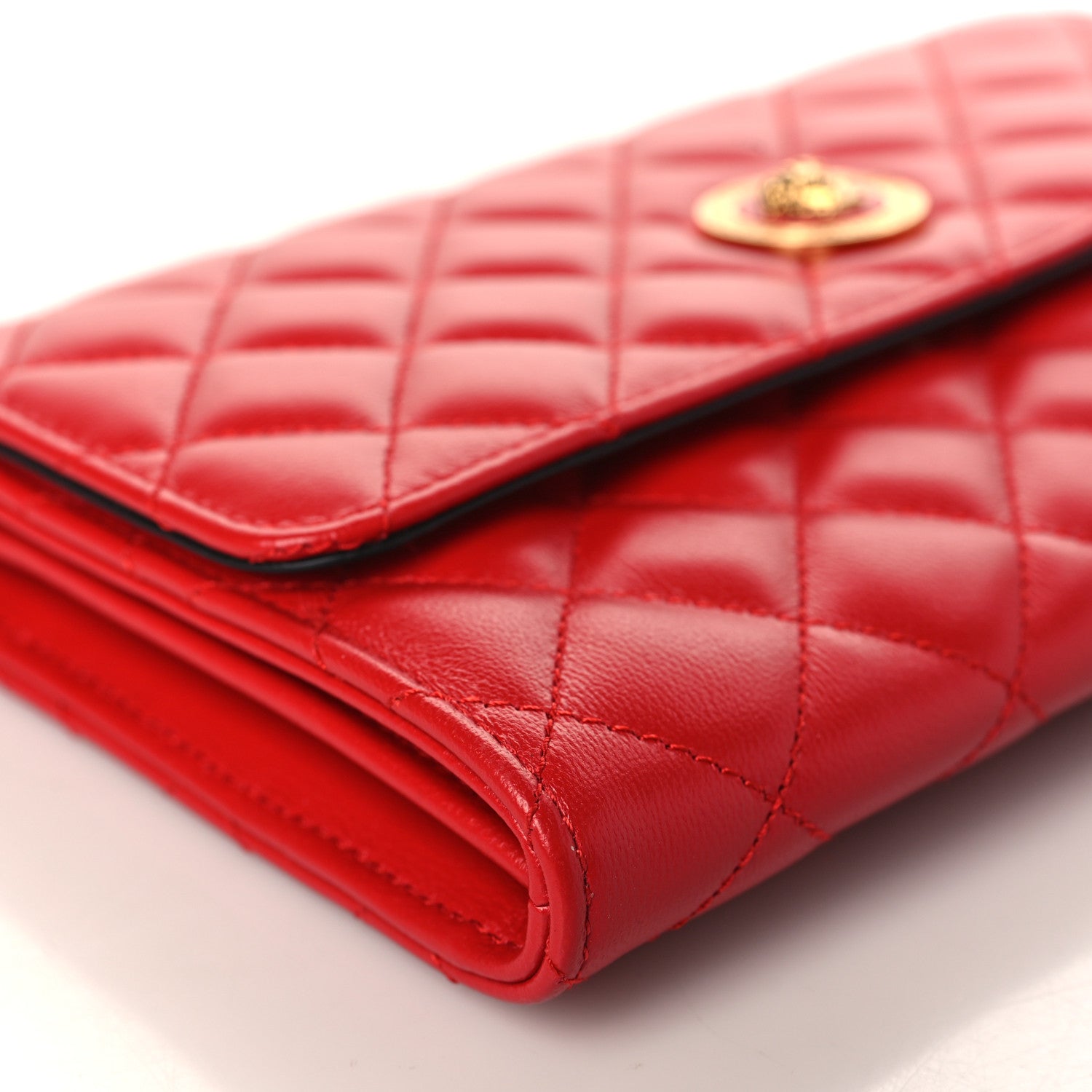 Versace Lambskin Quilted Medusa Wallet On Chain Crossbody Red 7 of 8