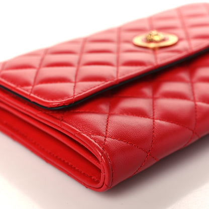 Versace Lambskin Quilted Medusa Wallet On Chain Crossbody Red 7 of 8