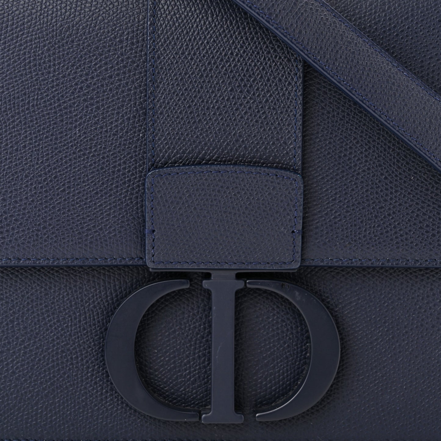 Ultra Matte Grained Calfskin 30 Montaigne Flap Bag Navy