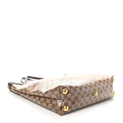 Gucci Crystal Monogram Large Babouska Vertical Shopping Tote Brown 4 of 12