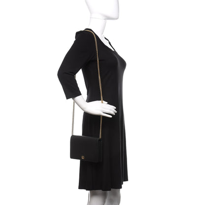 Gucci Calfskin Mini GG Marmont Chain Wallet Black 2 of 10