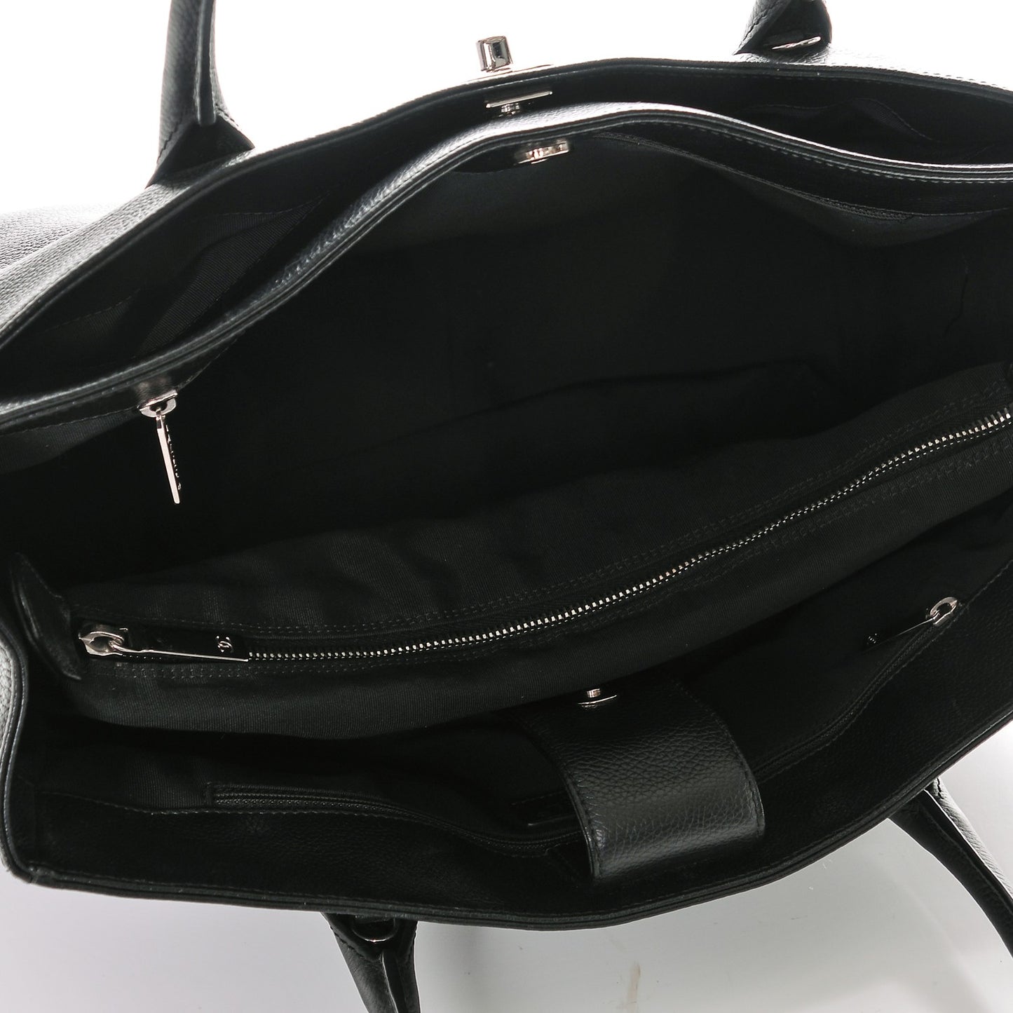 Calfskin Cerf Executive Shopper Tote Black
