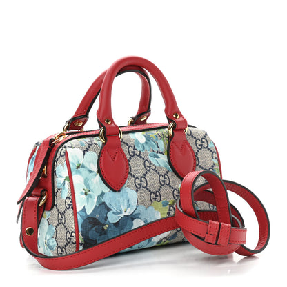 Gucci GG Supreme Monogram Blooms Mini Boston Navy Blue Hibiscus 3 of 10