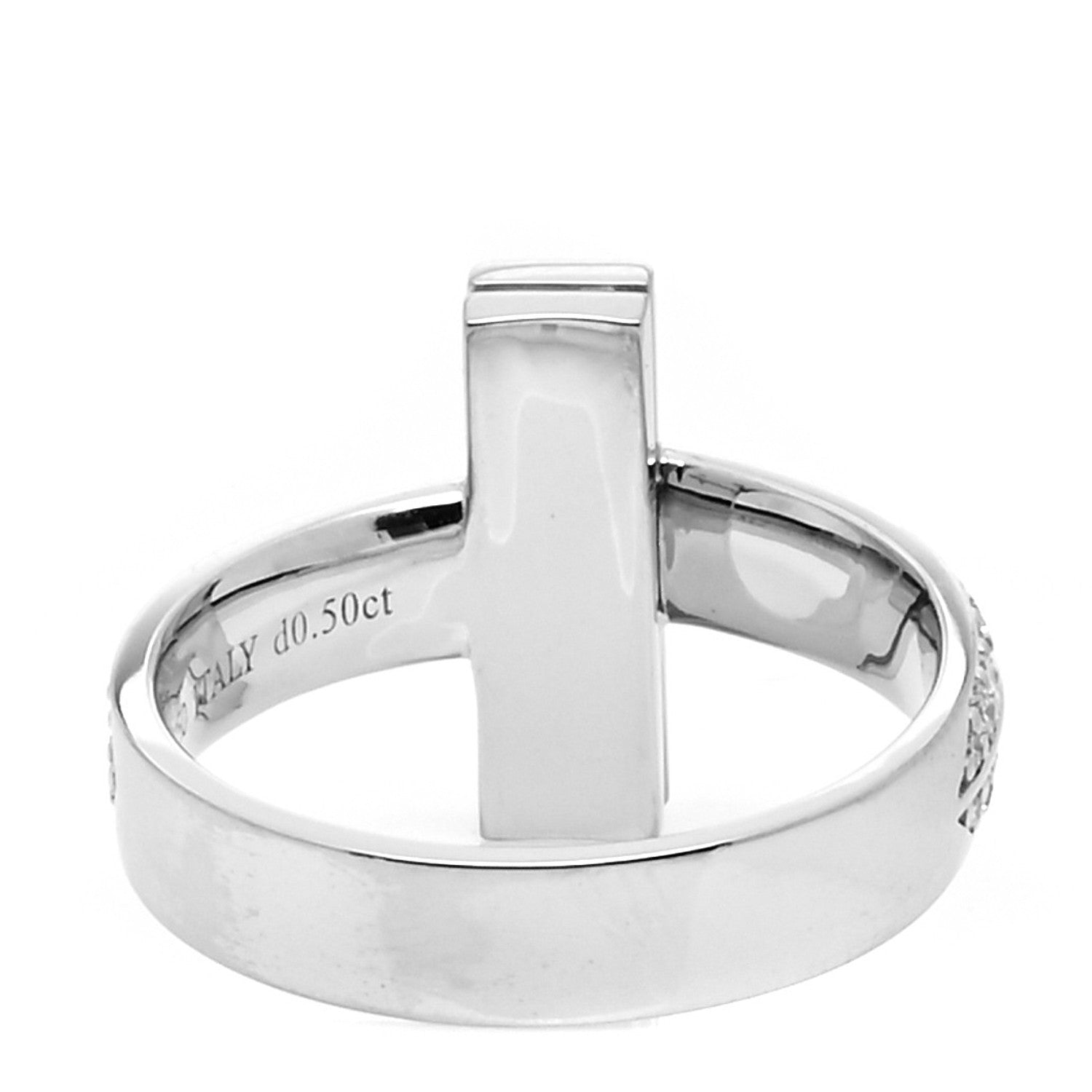 Tiffany 18K White Gold Diamond T T1 Wide Ring 56 7.5 3 of 6
